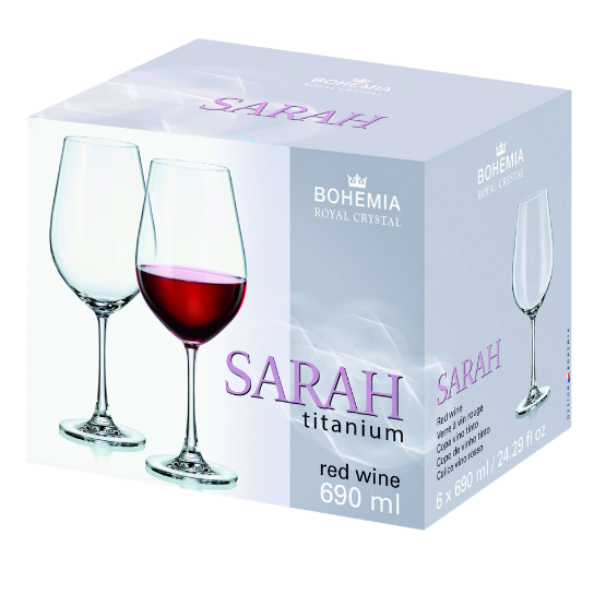 Bohemia Crystal Sarah Titanium Red Glasses 690ml 6pk