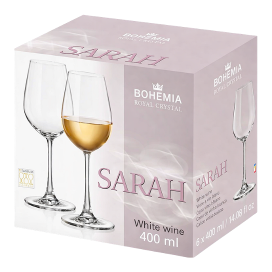 Bohemia Crystal Sarah Titanium White Glasses 400ml 6pk