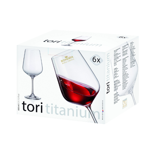 Bohemia Crystal Tori Titanium Red Wine Glasses 600ml 6pk