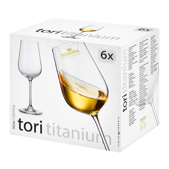 Bohemia Crystal Tori Titanium White Wine Glasses 390ml 6pk