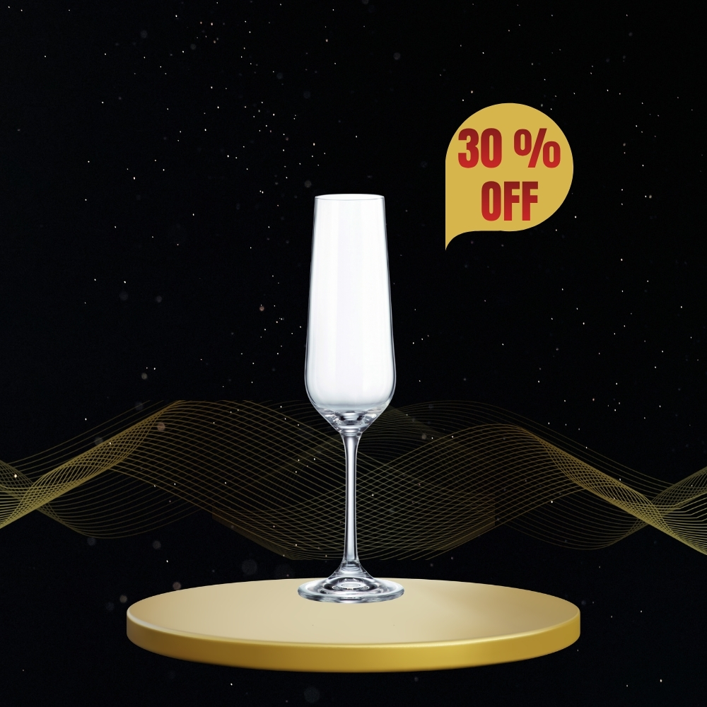 Bohemia Crystal Tori Titanium Flute Glasses 210ml 6pk